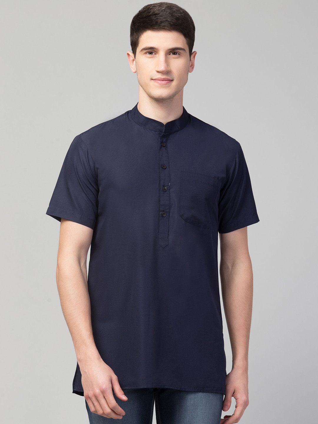

Waahiba Men Navy Blue Cotton Kurta