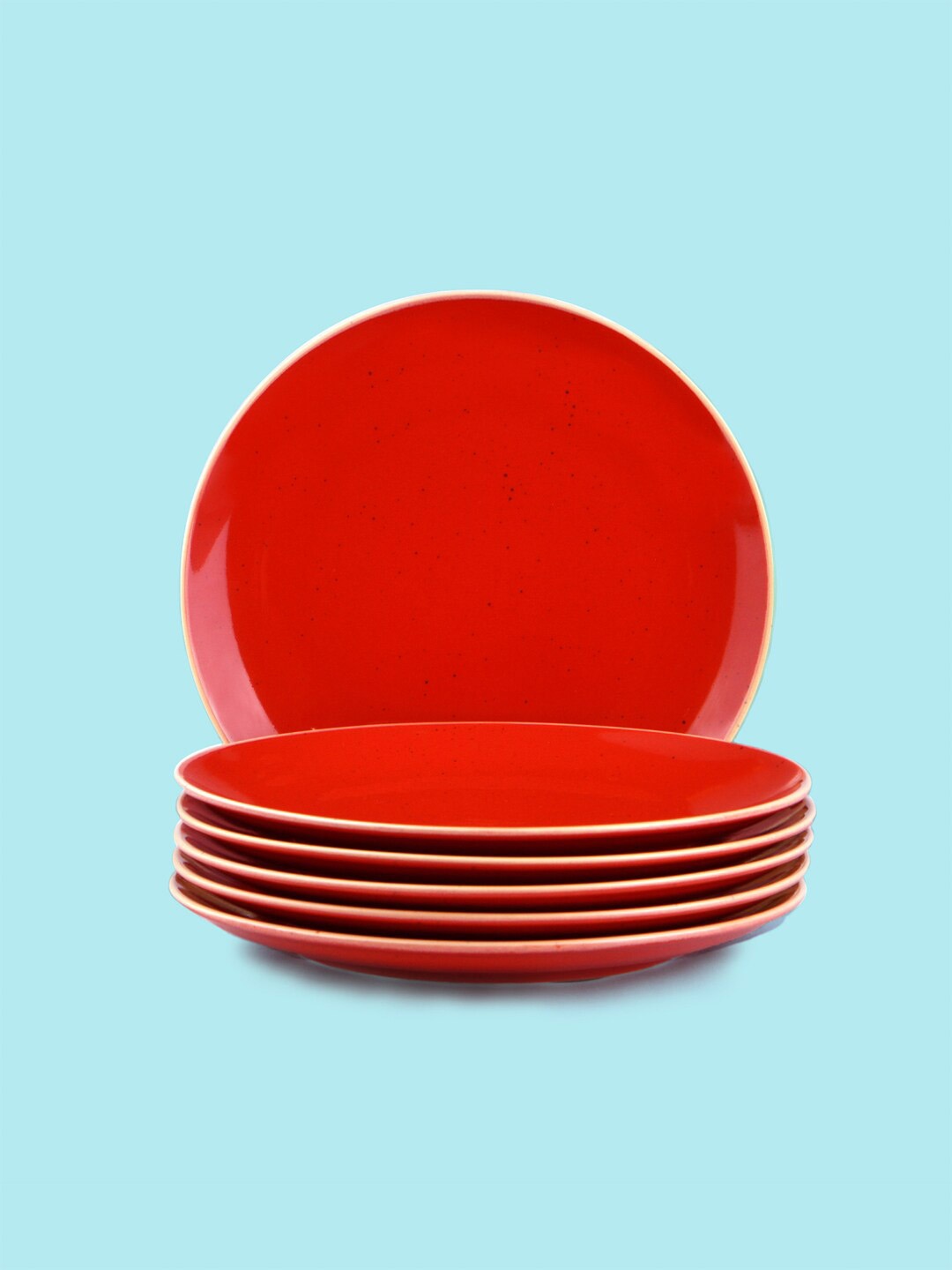 

SHAY Red & 6 Pieces Porcelain Glossy Plates