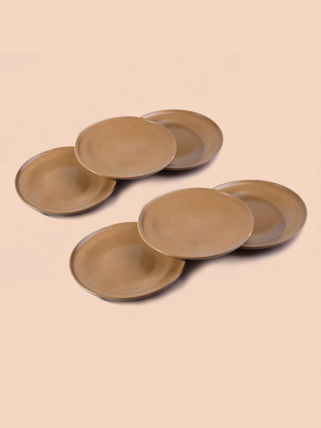 

SHAY Set Of 6 Brown Porcelain Quarter Plate