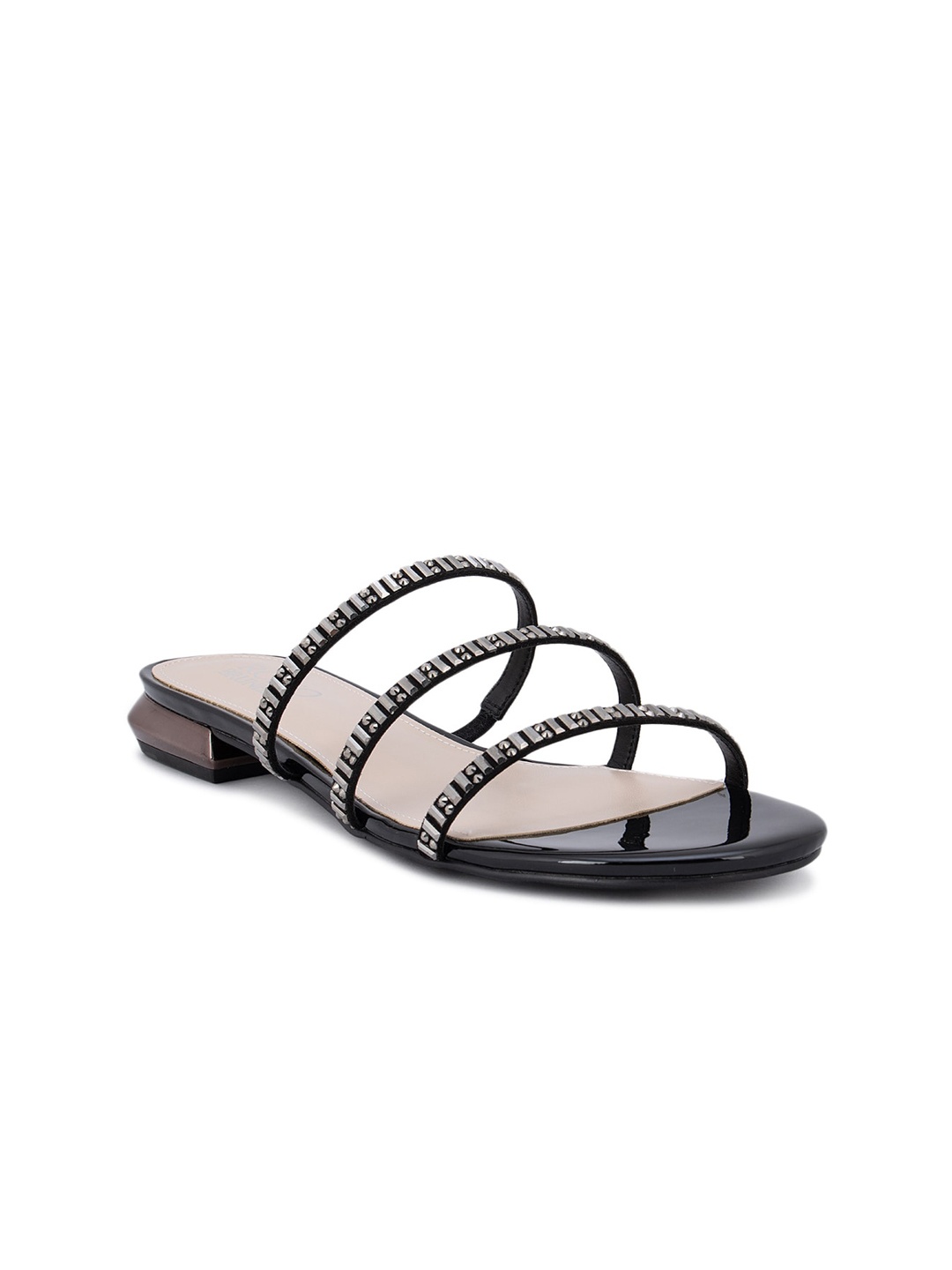 

ROSSO BRUNELLO Women Black Embellished Open Toe Flats