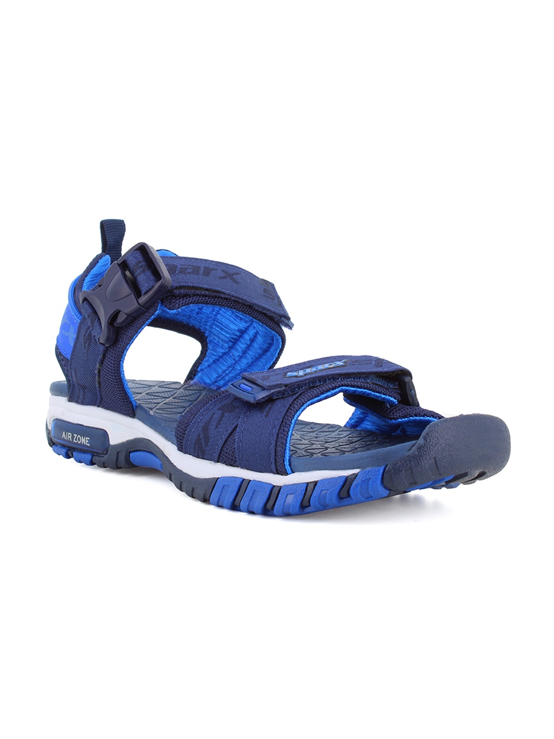 

Sparx Men Navy Blue Patterned Leather Sports Sandals