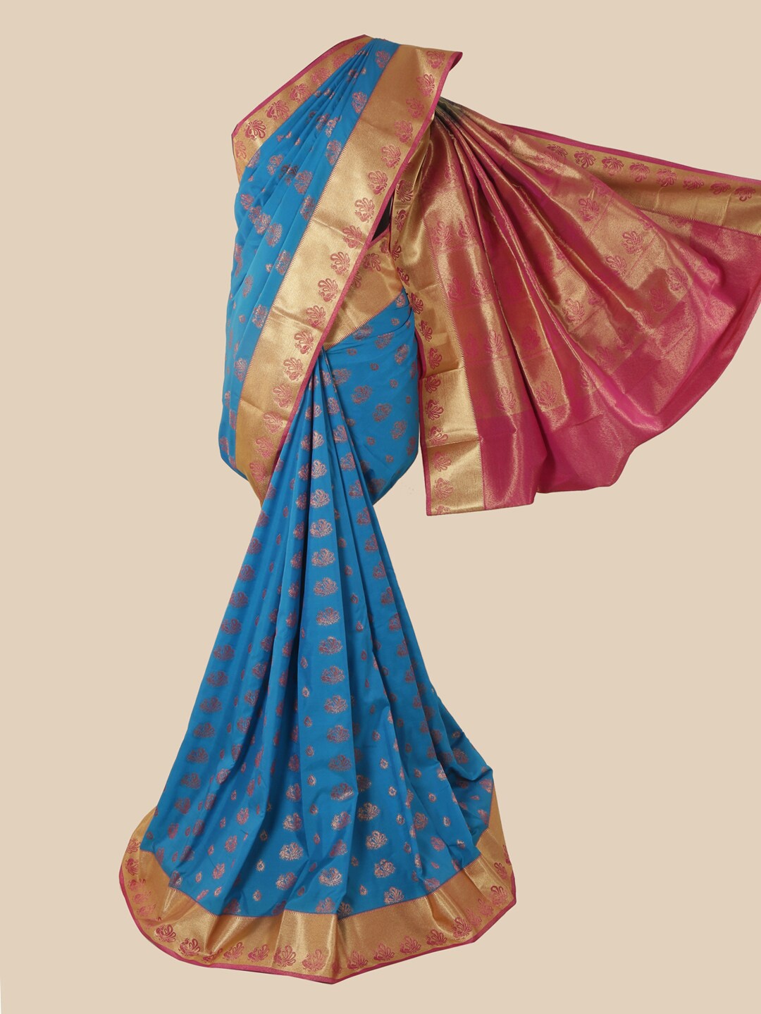 

Pothys Blue & Gold-Toned Woven Design Zari Art Silk Saree