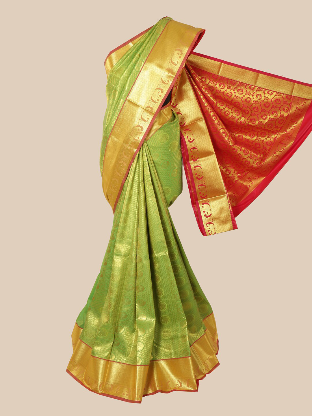 

Pothys Green & Red Woven Design Zari Art Silk Saree