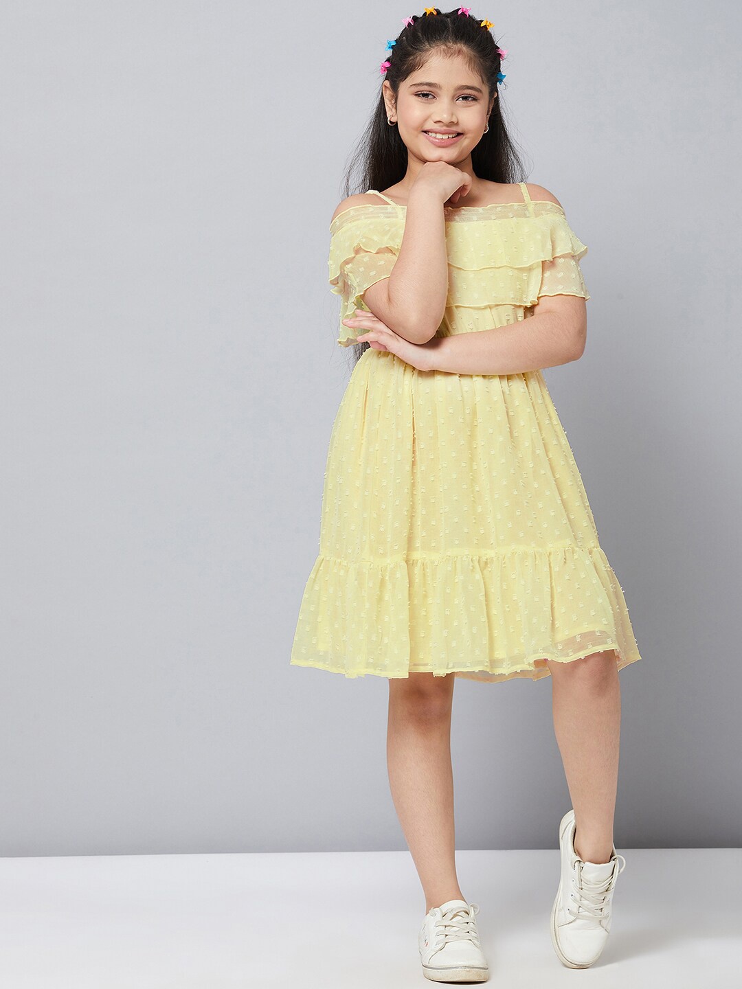 

Stylo Bug Girl's Yellow Chiffon Empire Dress