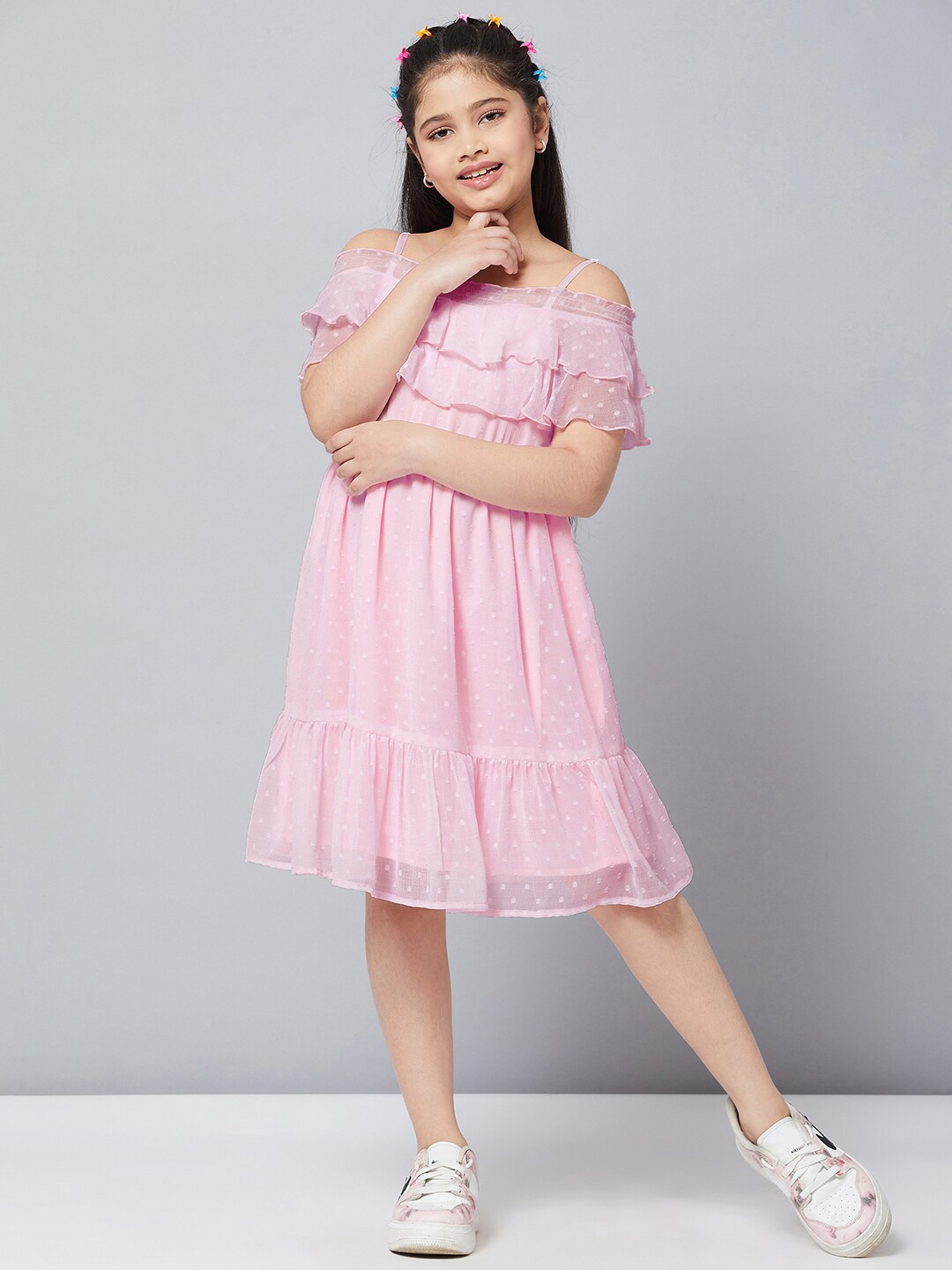 

Stylo Bug Pink Chiffon A-Line Dress