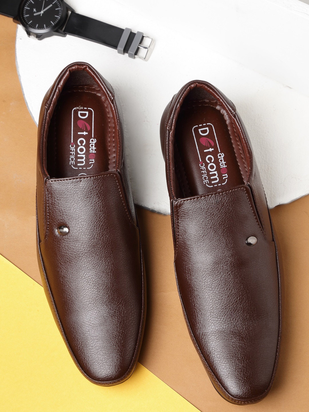 

Action Men Brown Solid Formal Slip On Shoes