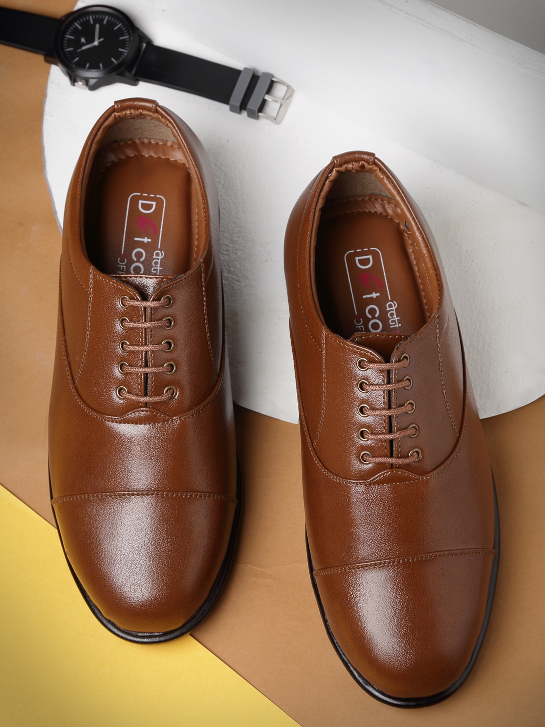 

Action Men Tan Brown Solid Formal Oxfords