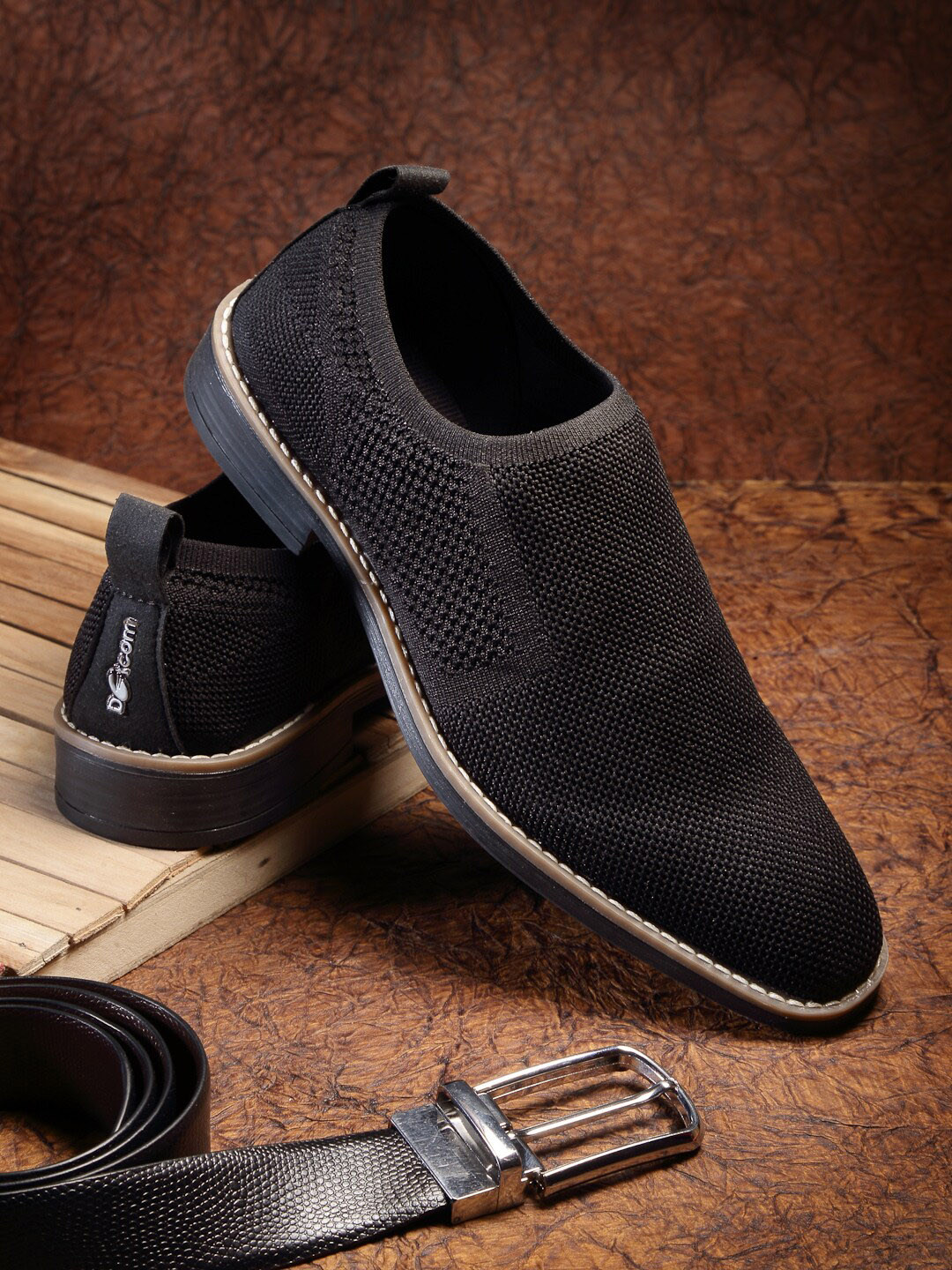

Action Men Black Woven Design Slip-On Sneakers