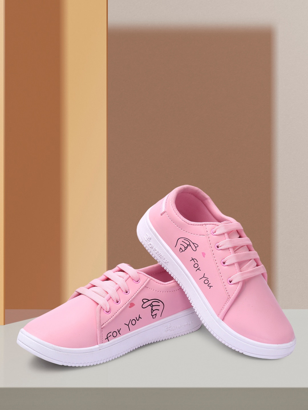 

Longwalk Women Pink Printed Regular Sneakers