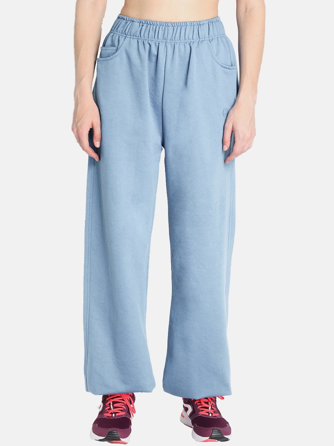 

CHKOKKO Women Blue Cotton Baggy Workout Track Pant