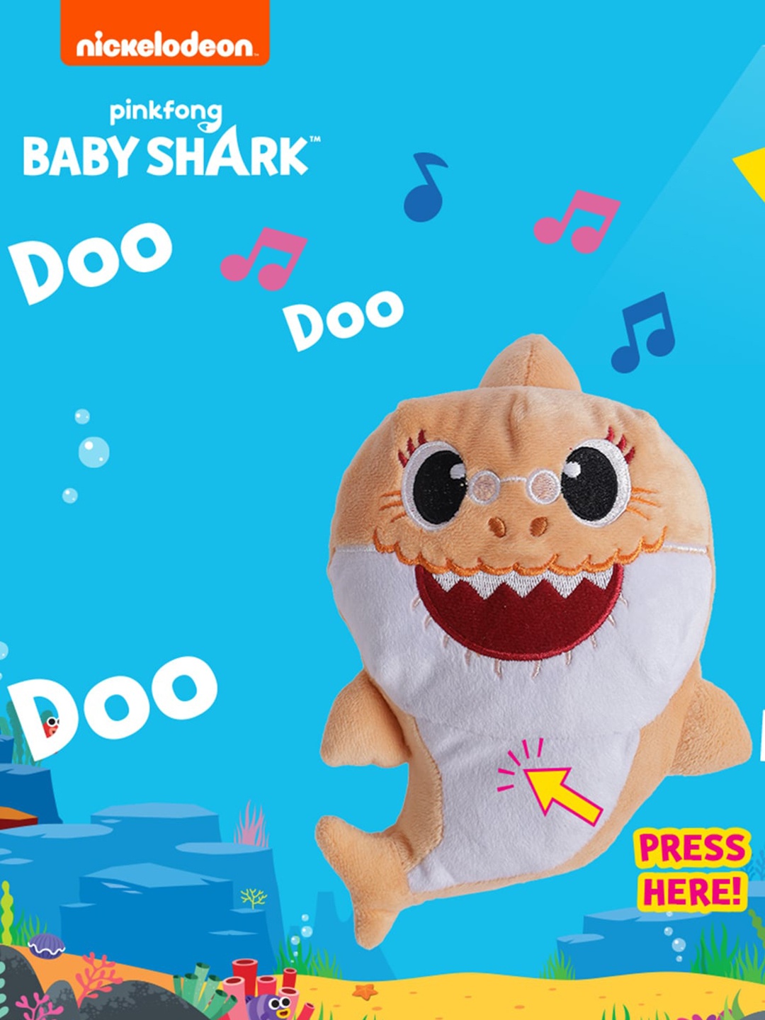 

pinkfong BABY SHARK Peach-Coloured Baby Shark Singing Plush Toy