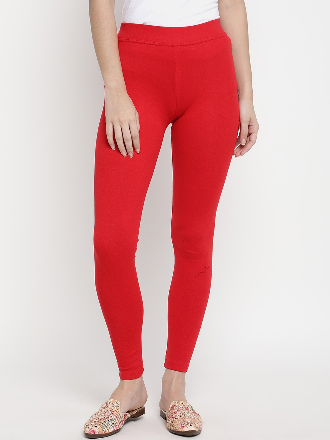 

V2 Value & Variety Women Red Solid Ankle Length Leggings