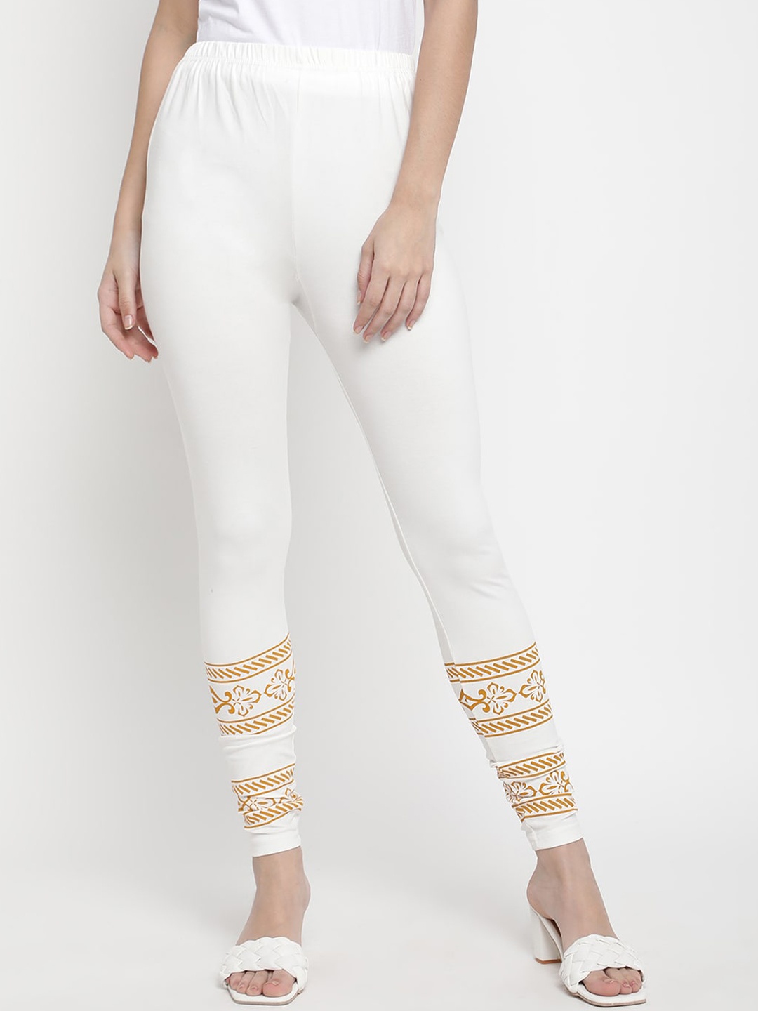 

V2 Value & Variety Women White Solid Cotton Ankle-Length Legging
