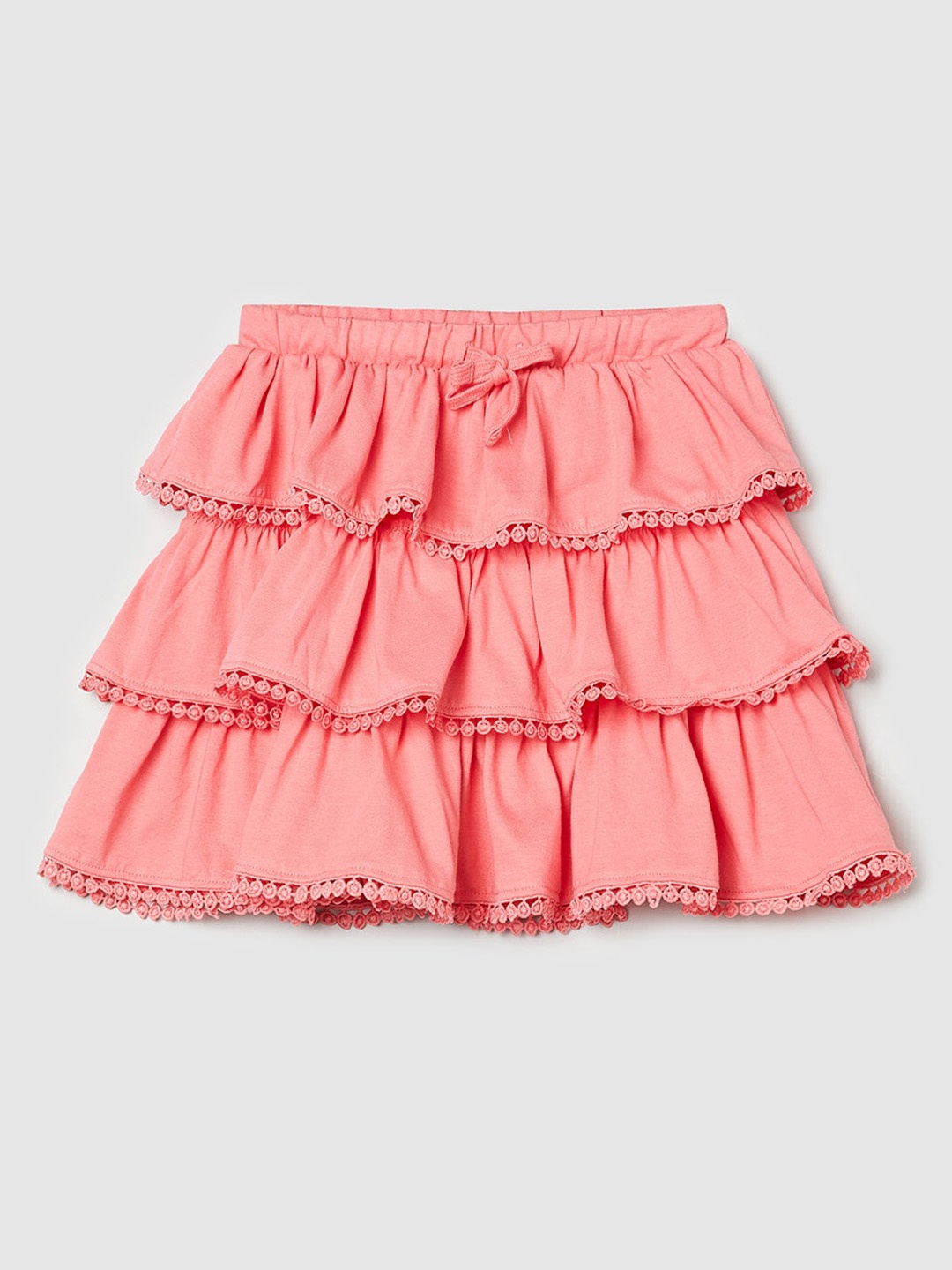 

max Girls Coral Solid Pure Cotton Flared Skirt