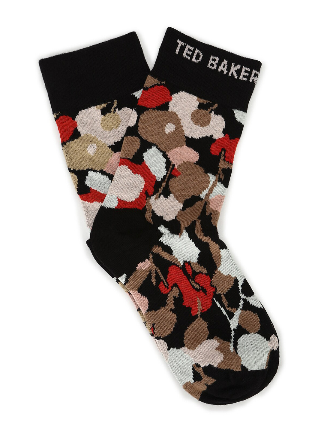 

Ted Baker Men Black & Brown Patterned Cotton Socks