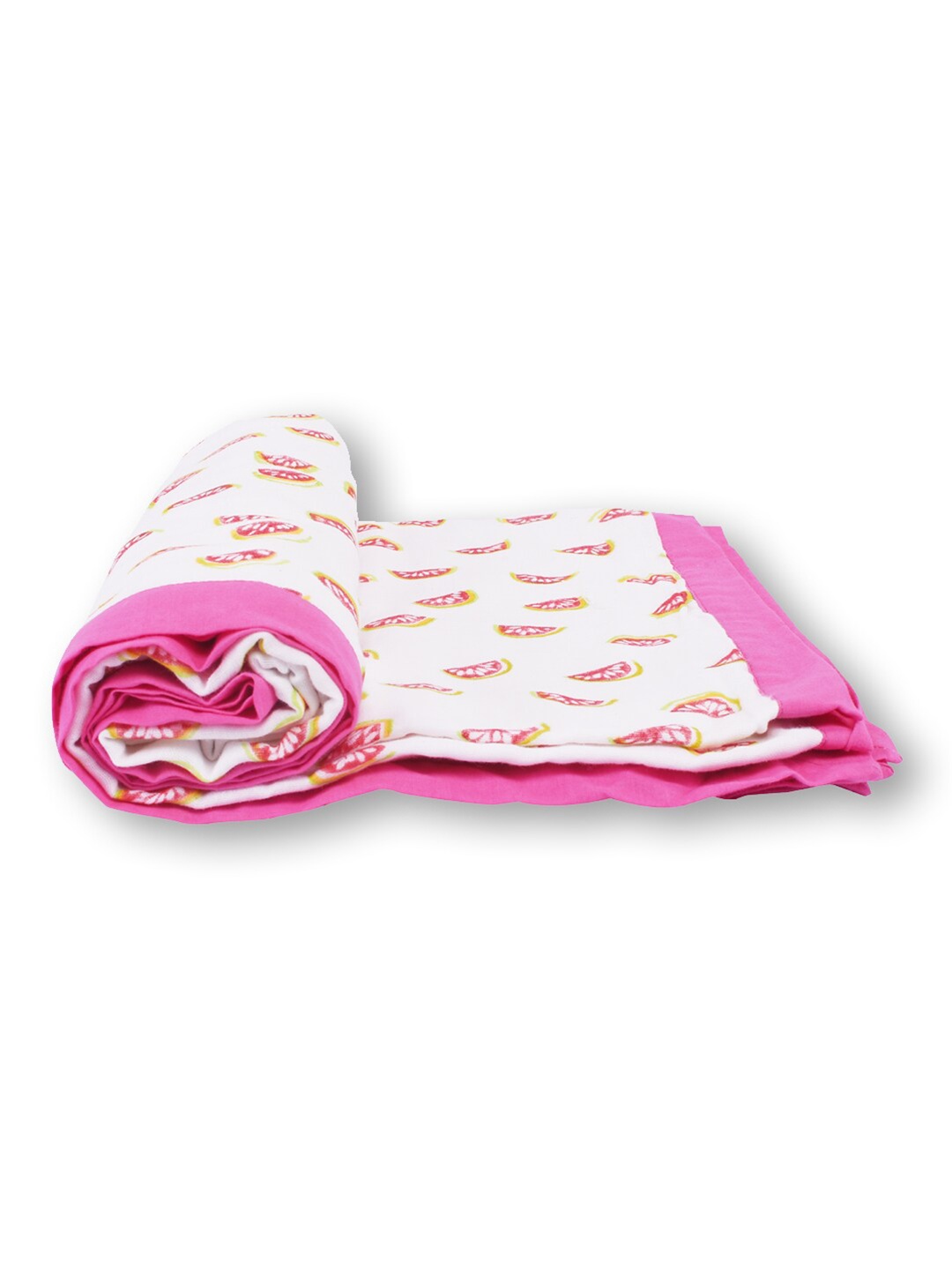 

Moms Home White & Pink Printed 300 GSM Organic Cotton Single Bed Dohar