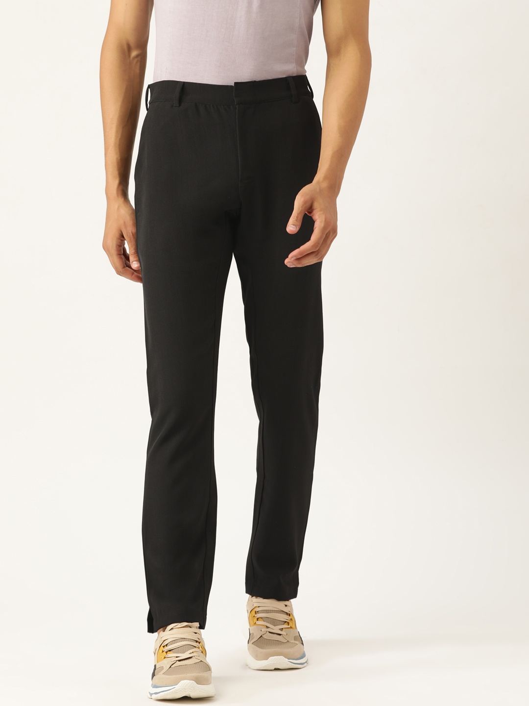 

Truerevo Men Black Solid Original Split Hem Chinos
