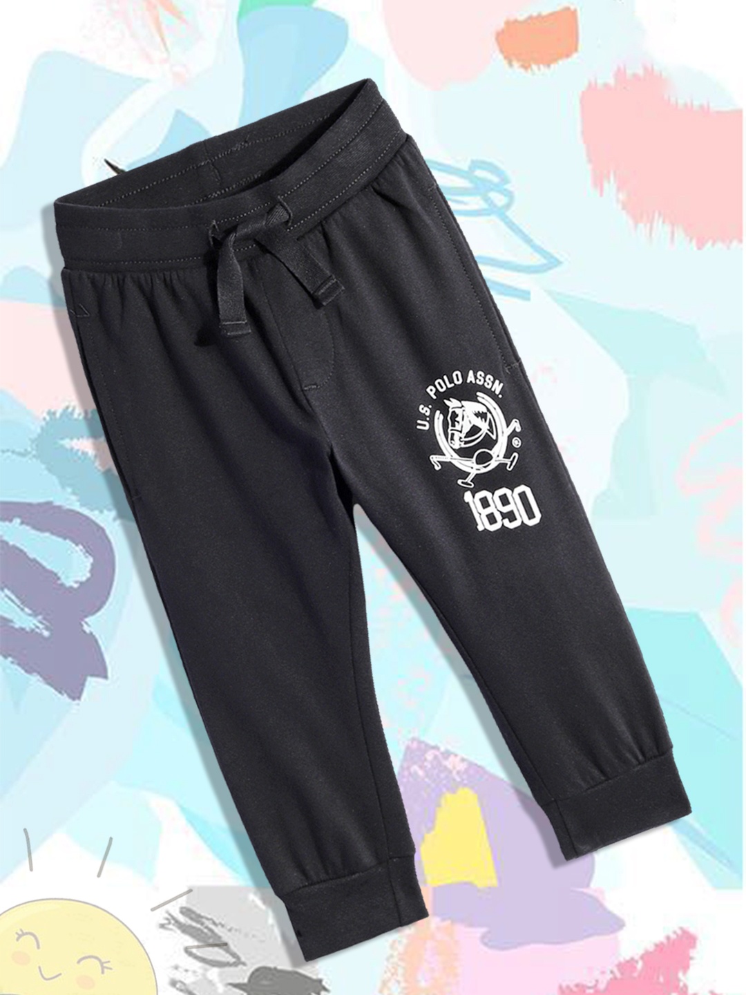 

U.S.Polo Assn. Kids Boys Black Pure Cotton Solid Joggers