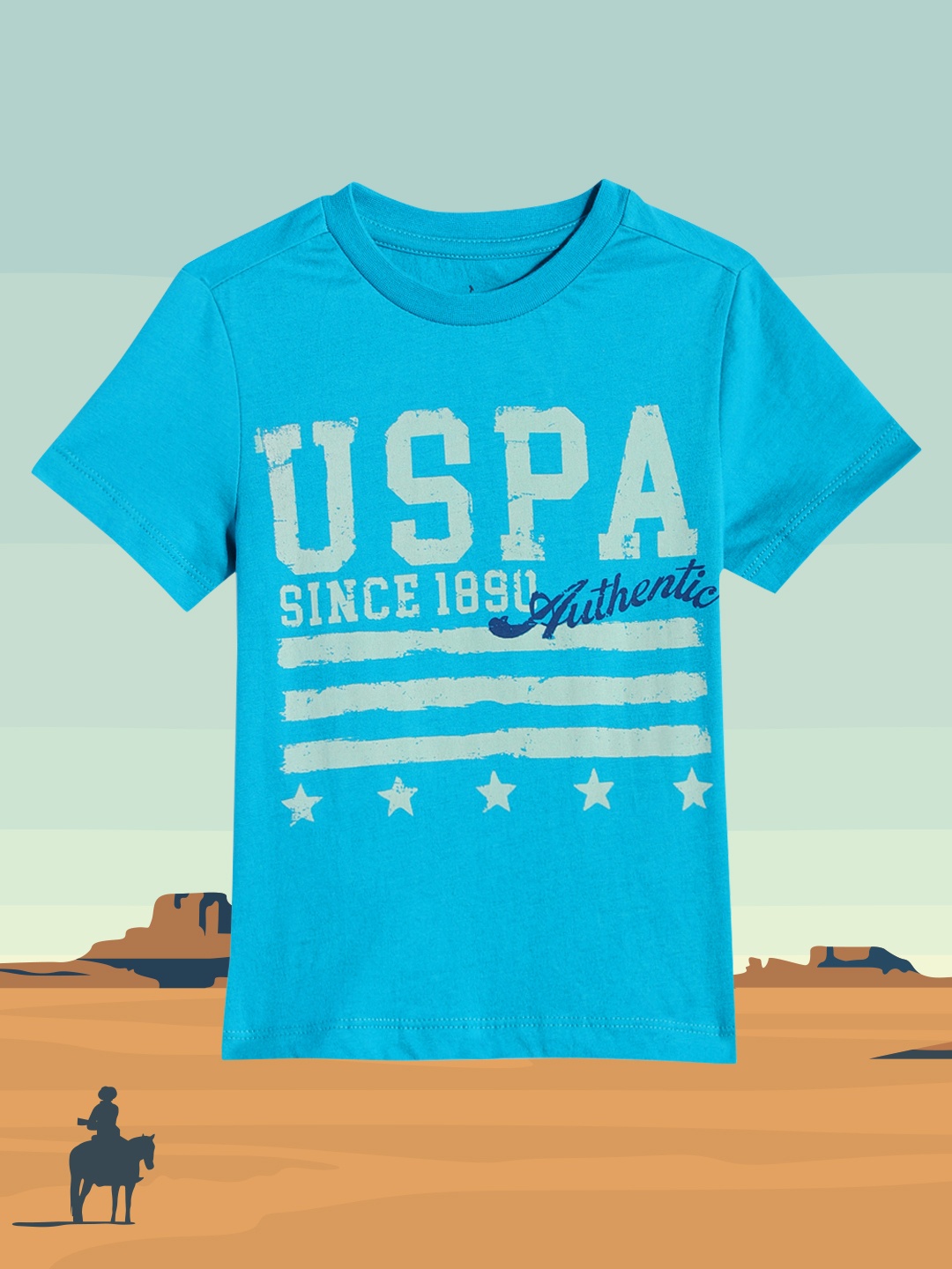 

U.S. Polo Assn. Kids Boys Blue Printed Pure Cotton T-shirt
