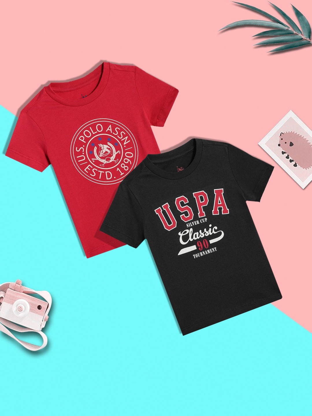 

U.S. Polo Assn. Kids Boys Assorted Pack of 2 Printed T-shirts