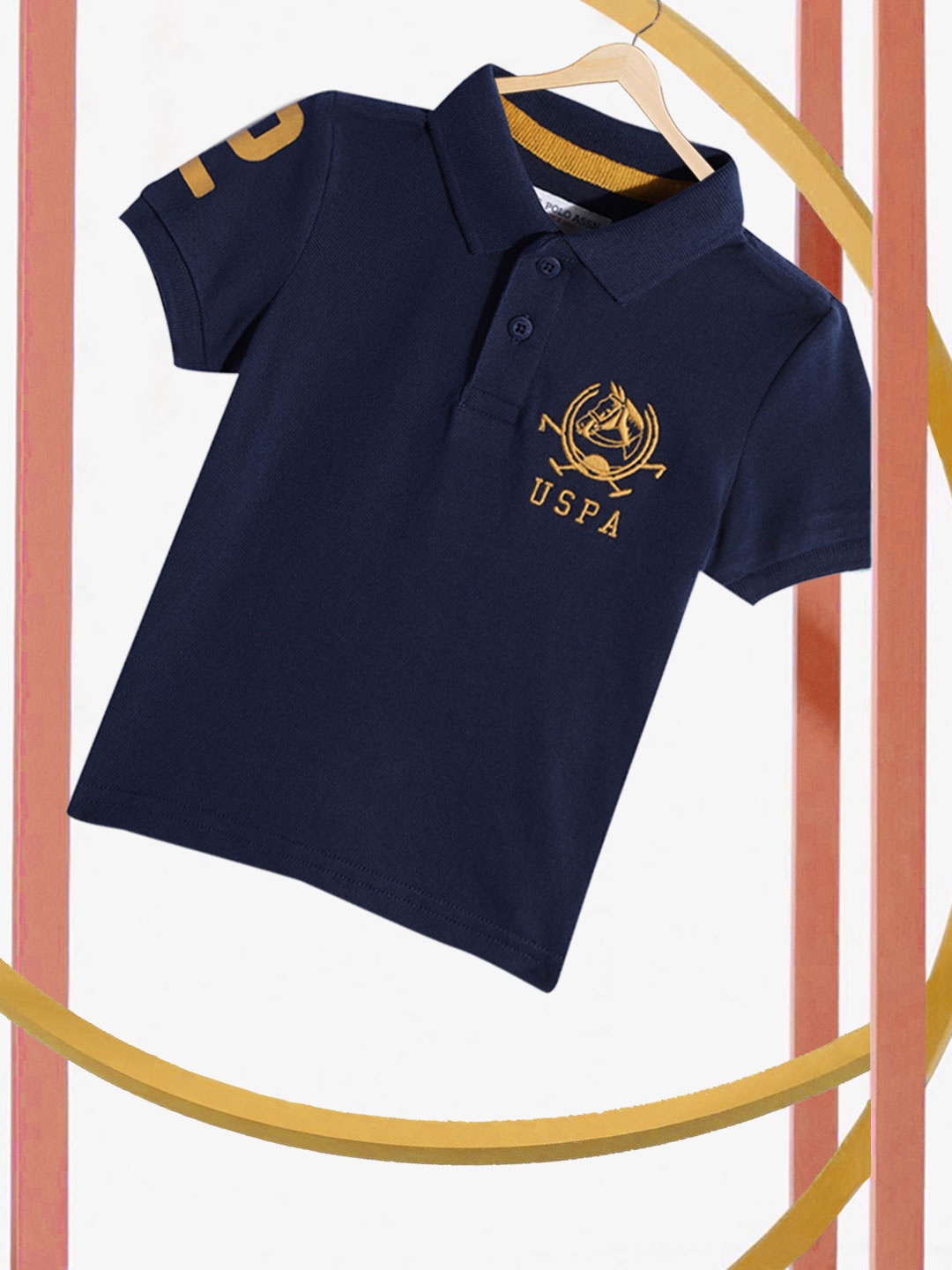 

U.S.Polo Assn. Kids Boys Blue Pure Cotton Polo Collar T-shirt