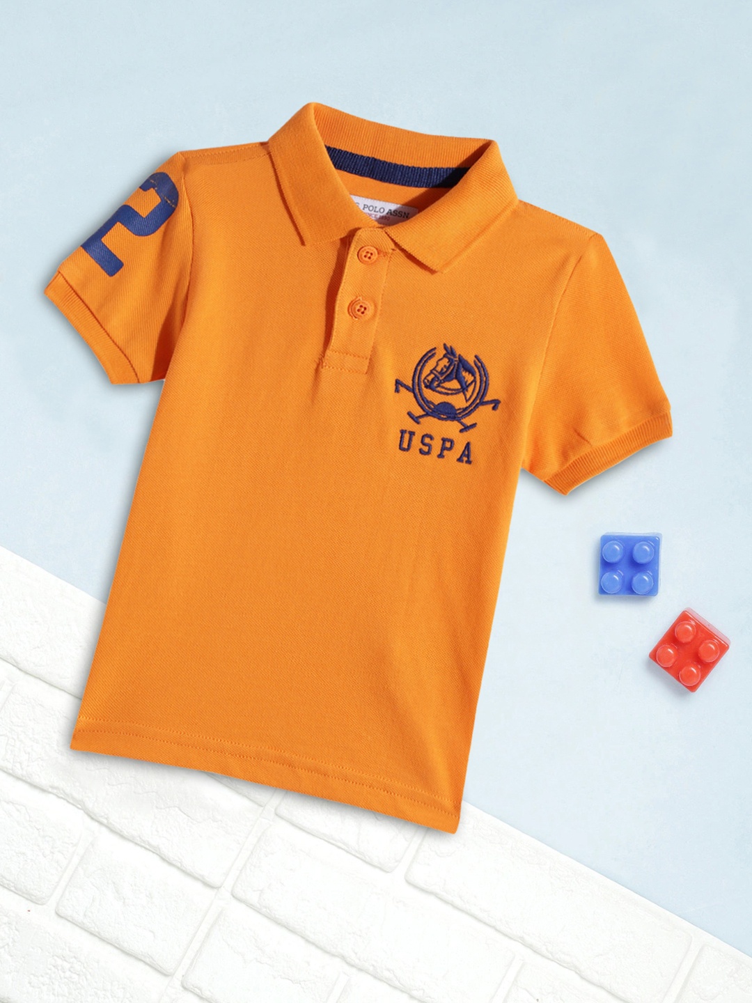 

U.S.Polo Assn. Kids Boys Orange Pure Cotton Polo Collar T-shirt