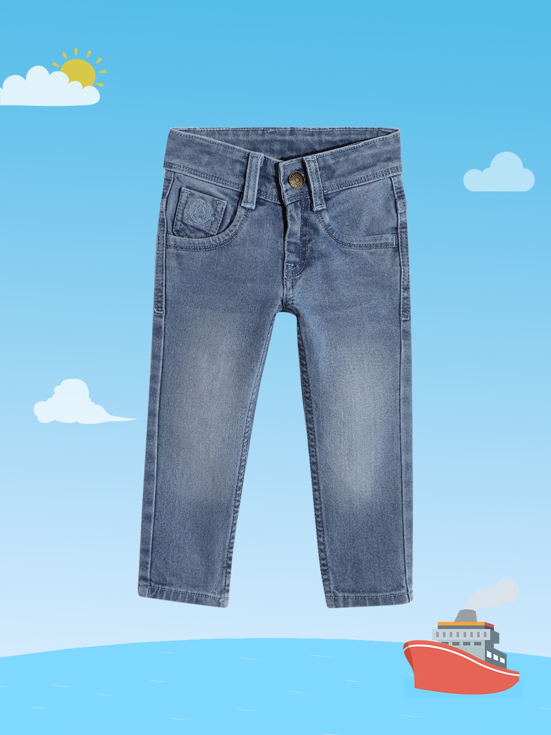 

U.S. Polo Assn. Kids Boys Blue Regular Fit Clean Look Stretchable Jeans