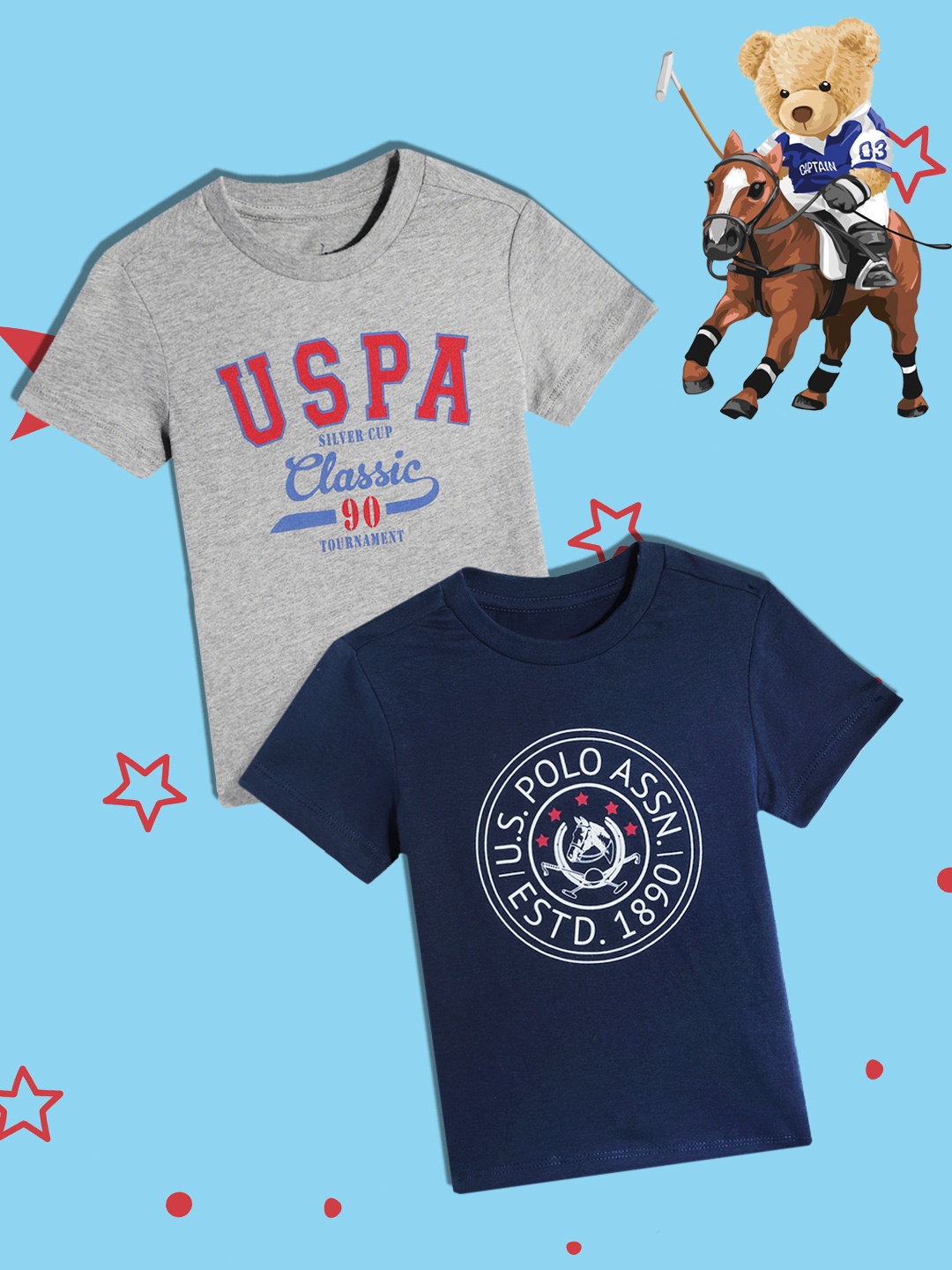 

U.S. Polo Assn. Kids Boys Assorted Pack of 2 Printed T-shirts