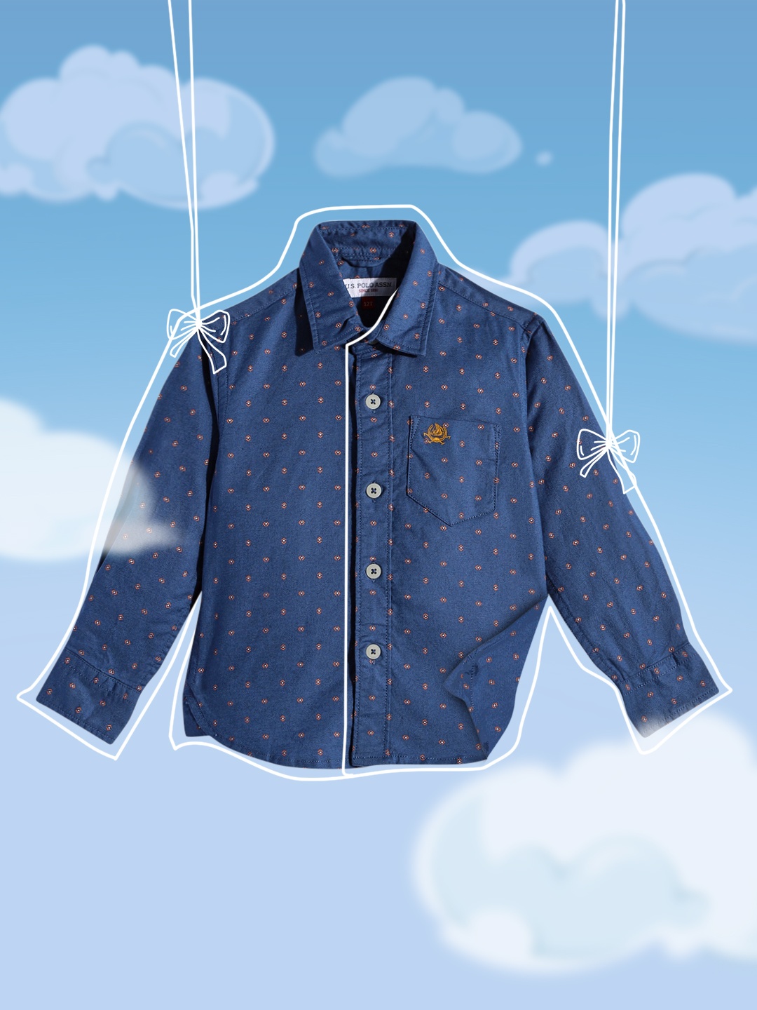 

U.S. Polo Assn. Kids Boys Blue Geometric Printed Pure Cotton Casual Shirt