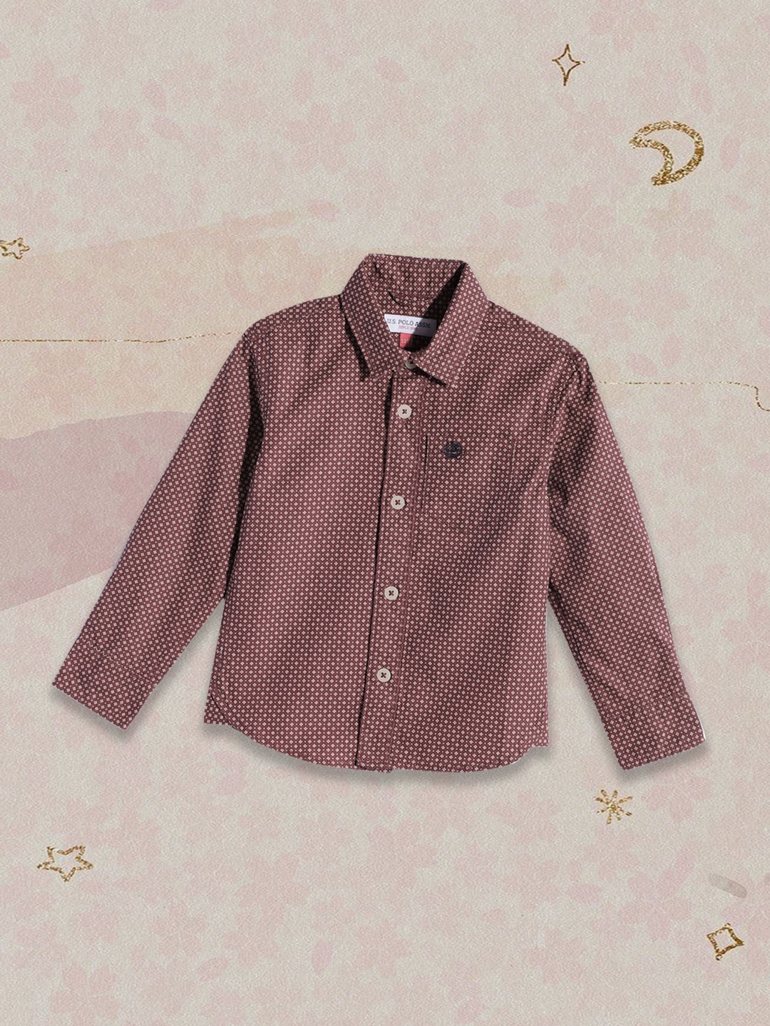 

U.S. Polo Assn. Kids Boys Maroon Printed Pure Cotton Casual Shirt