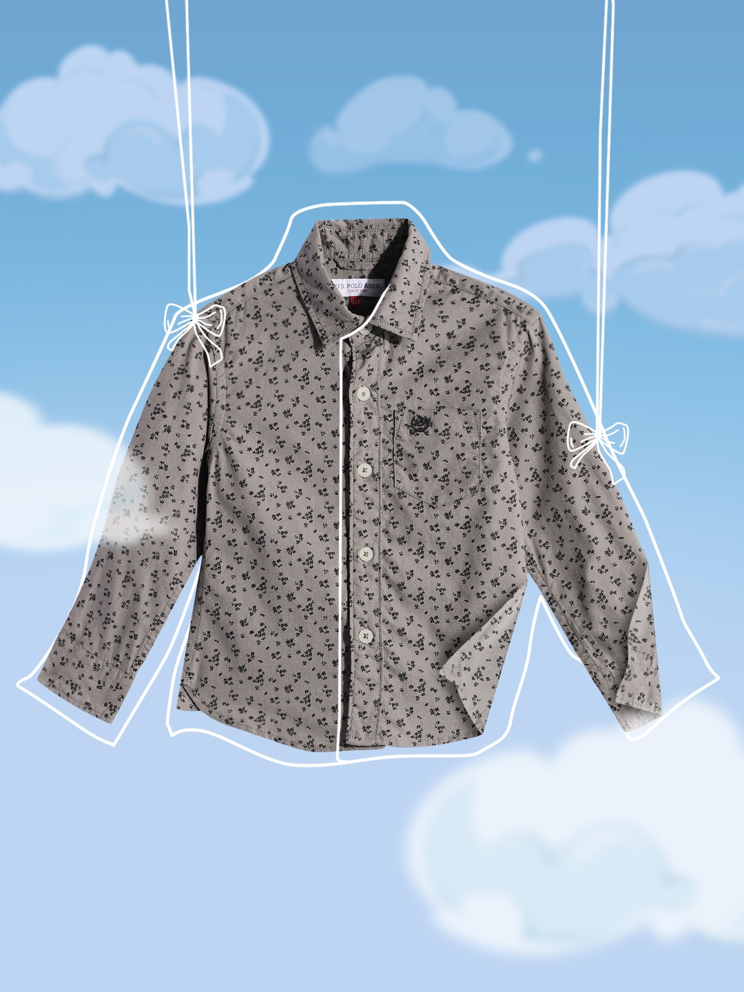 

U.S. Polo Assn. Kids Boys Grey Floral Printed Pure Cotton Casual Shirt