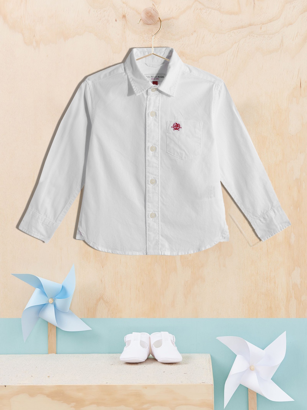 

U.S. Polo Assn. Kids Boys White Solid Pure Cotton Casual Shirt
