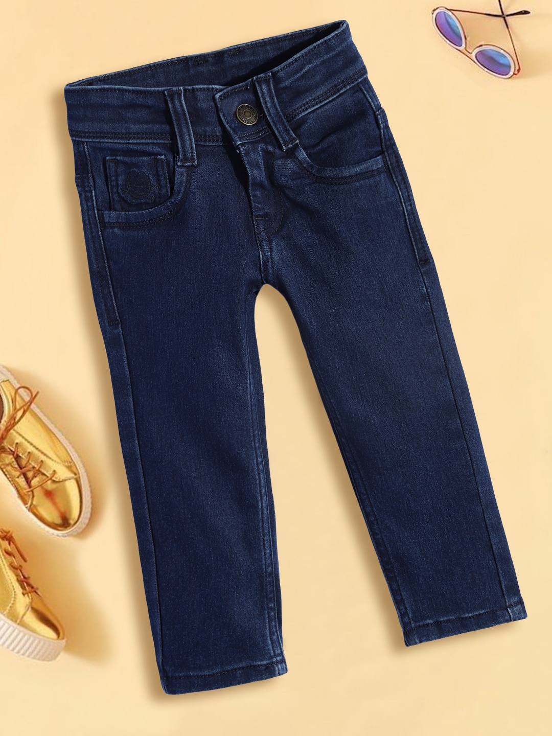 

U.S. Polo Assn. Kids Boys Navy Blue Regular Fit Stretchable Jeans