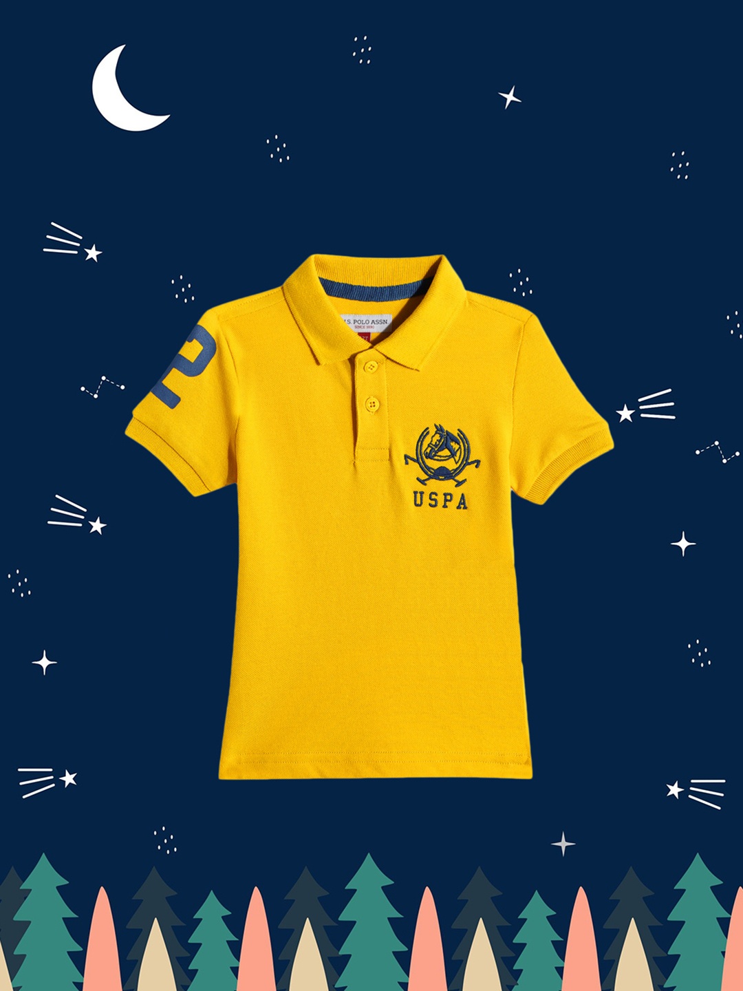 

U.S. Polo Assn. Kids Boys Yellow Brand Logo Printed Polo Collar Pure Cotton T-shirt