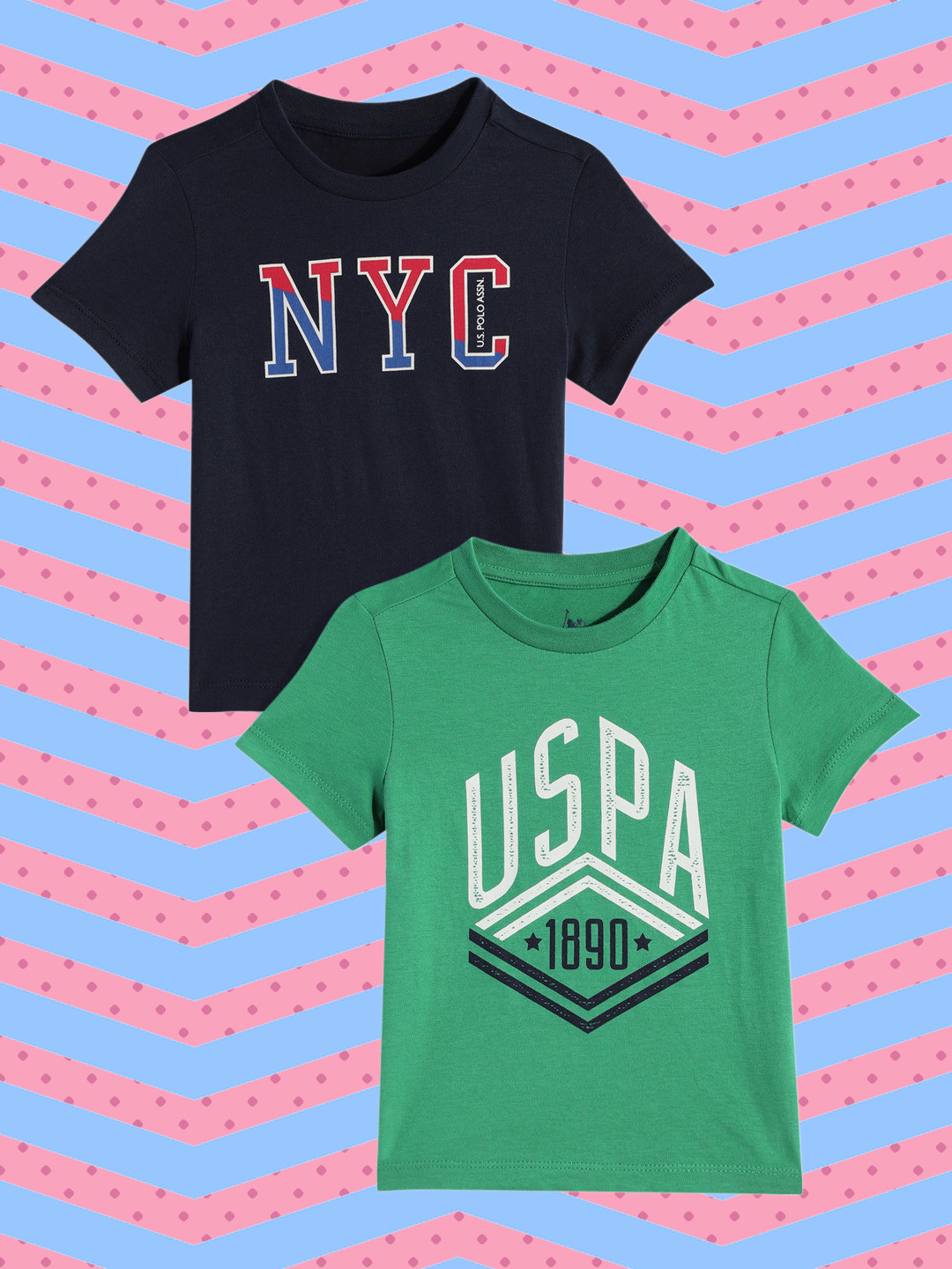 

U.S. Polo Assn. Kids Boys Pack of 2 Assorted Typography Printed Pure Cotton T-shirts