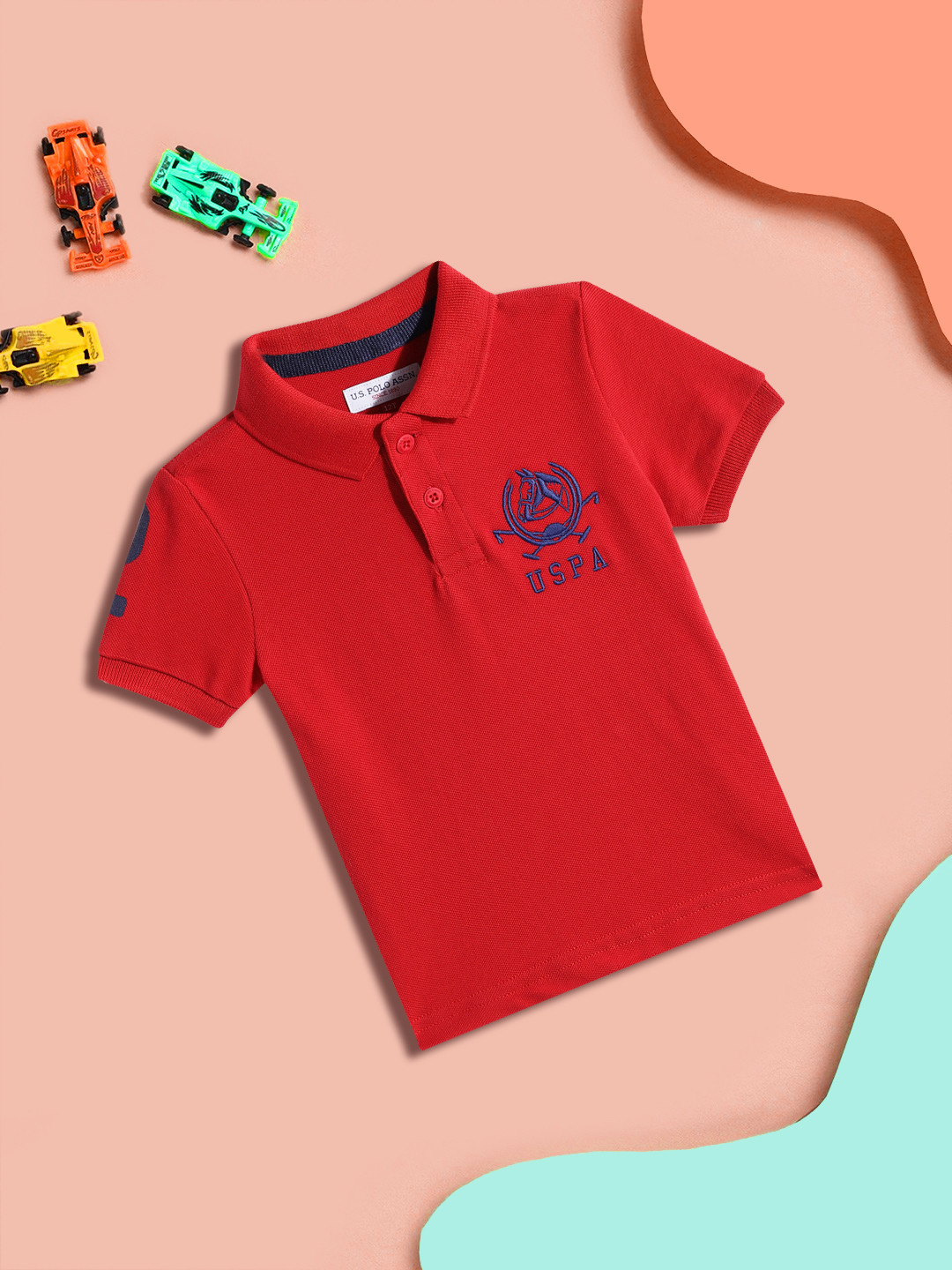 

U.S.Polo Assn. Kids Boys Red Pure Cotton Polo Collar T-shirt