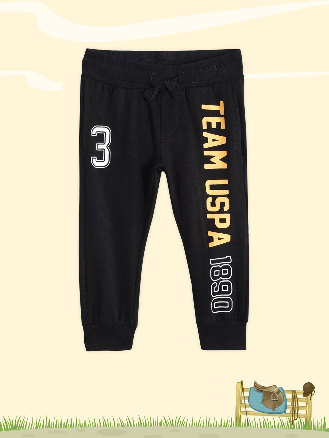 

U.S. Polo Assn. Kids Boys Black Printed Joggers