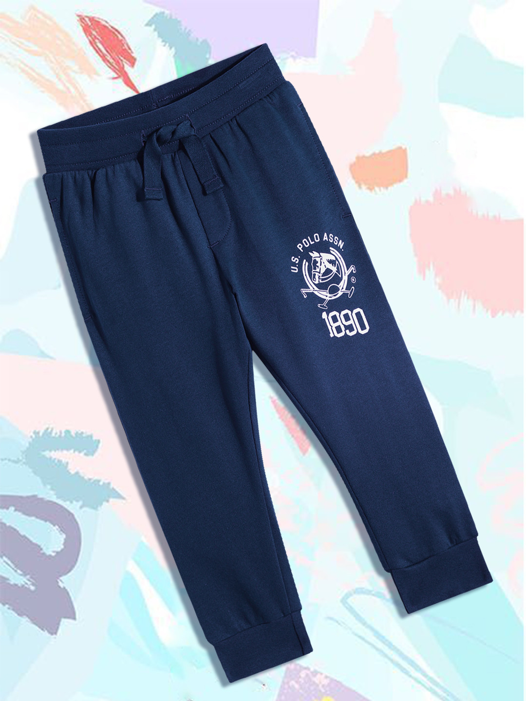 

U.S. Polo Assn. Kids Boys Navy Blue Pure Cotton Solid Joggers