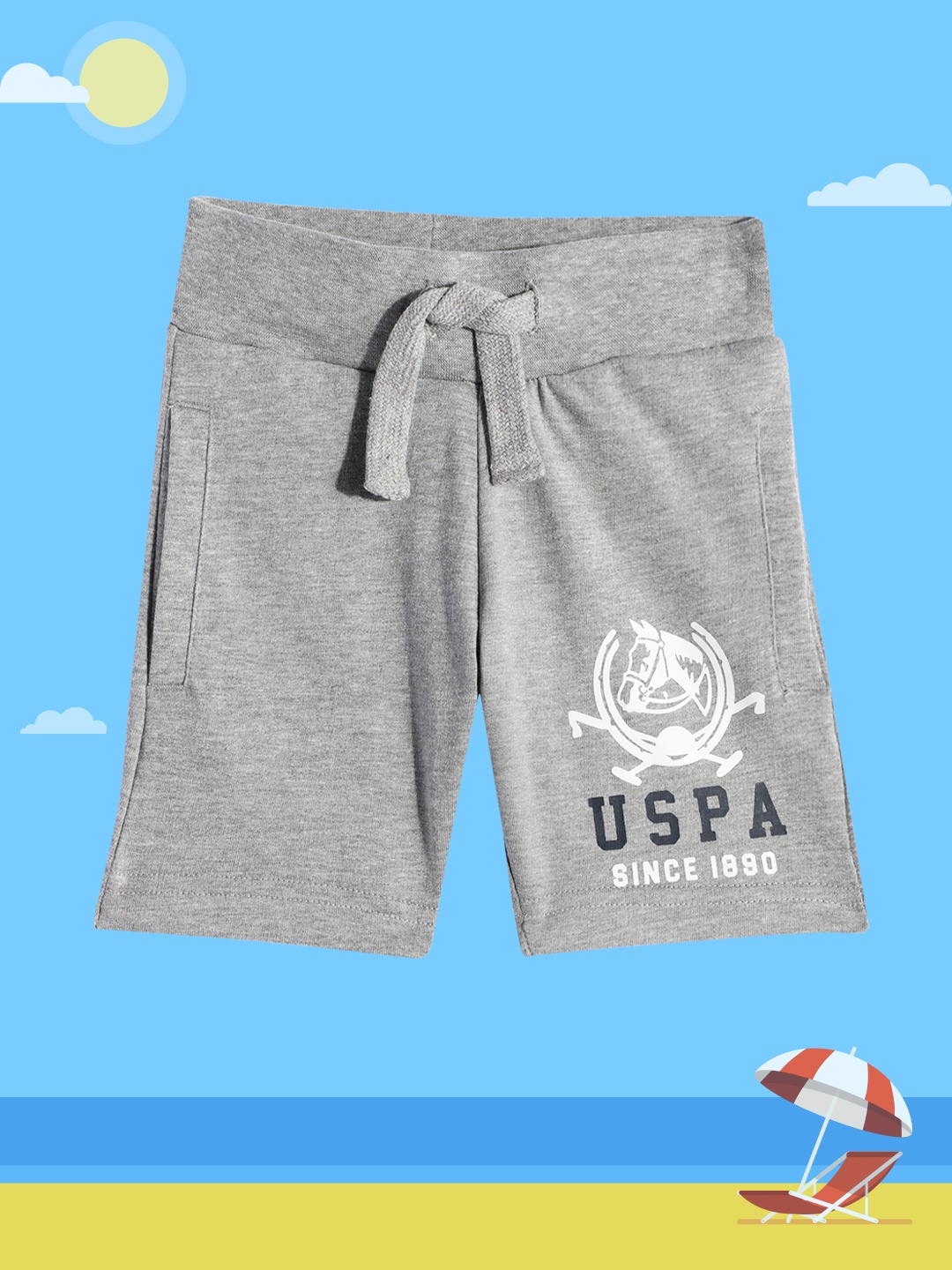 

U S Polo Assn Kids Boys Grey Typography Printed Shorts