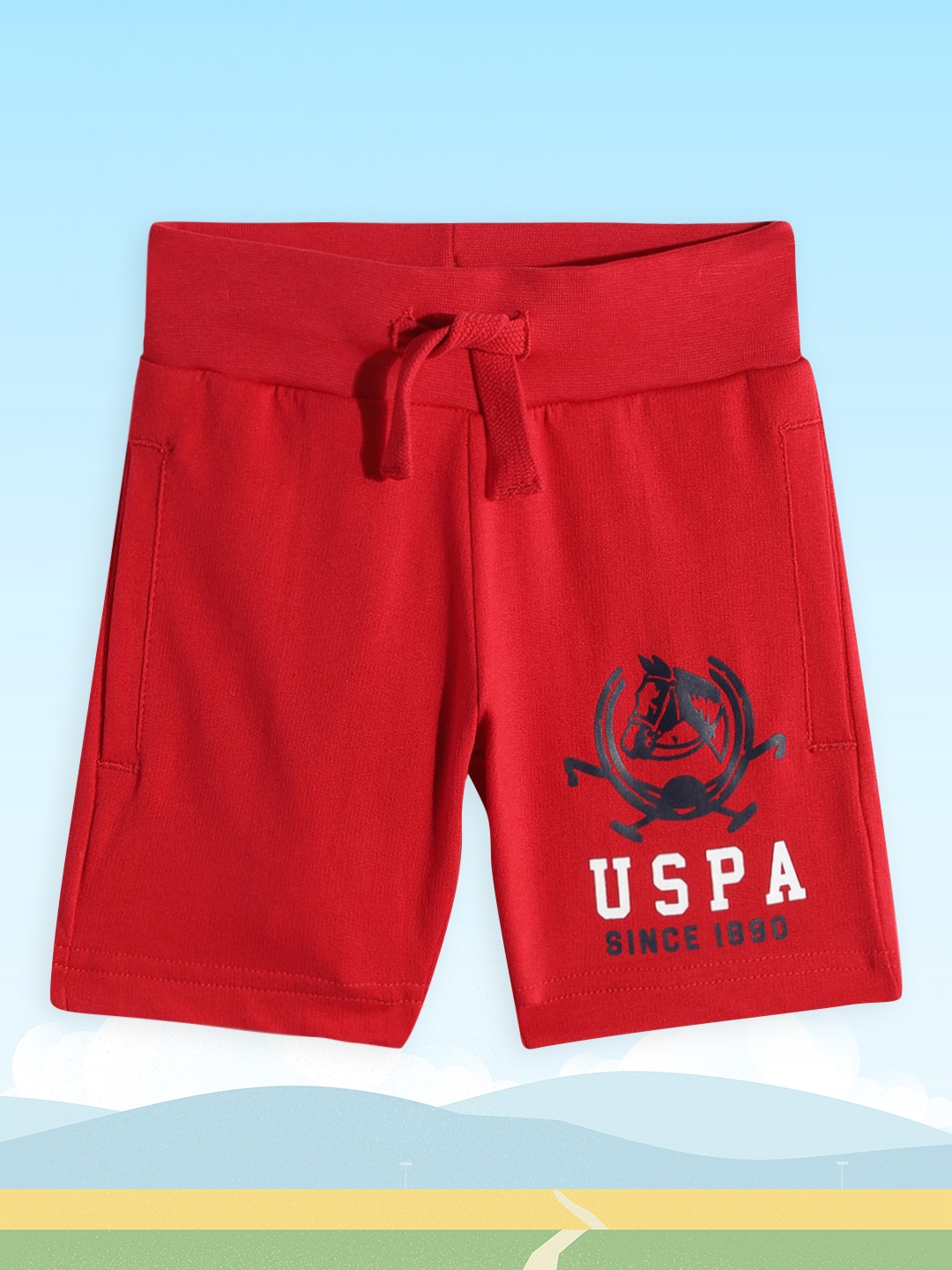 

U.S.Polo Assn. Kids Boys Red Printed Pure Cotton Shorts