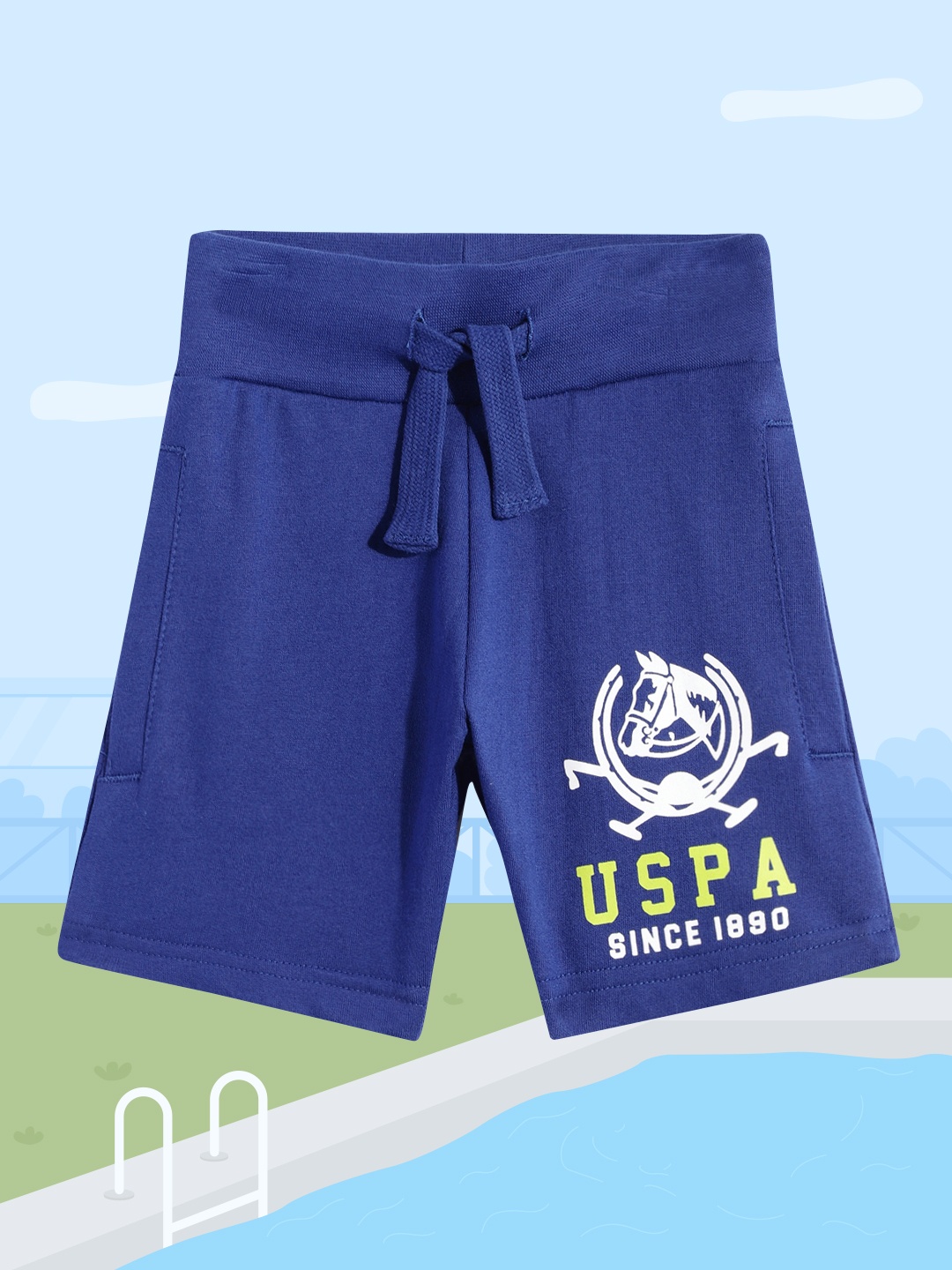 

U.S.Polo Assn. Kids Boys Blue Printed Pure Cotton Shorts