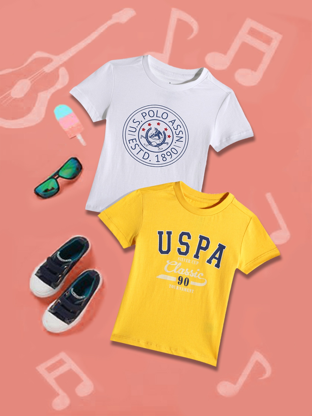 

U.S. Polo Assn. Kids Boys Pack of 2 Assorted Pure Cotton T-shirts