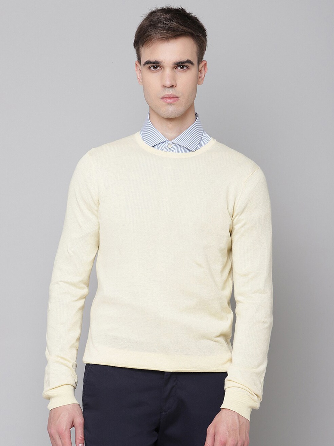 

Bruun & Stengade Men Yellow Linen Cotton Pullover