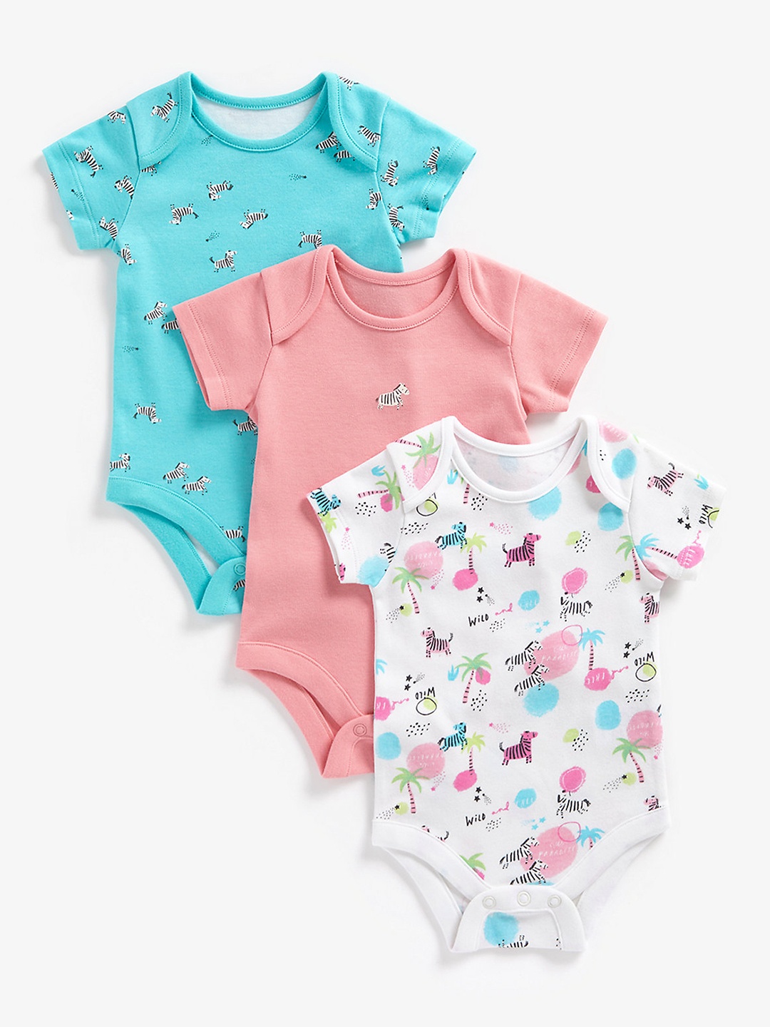 

mothercare Infant Girls Pack of 3 Printed Bodysuits, Multi