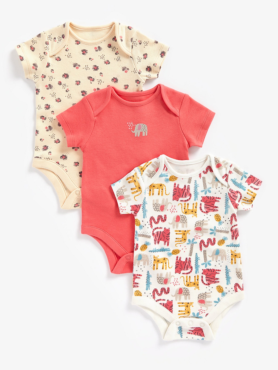 

mothercare Infant Girls Pack of 3 Printed Bodysuits, Multi