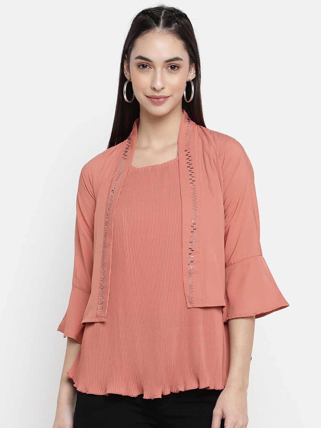 

V2 Value & Variety Peach-Coloured Boxy Top