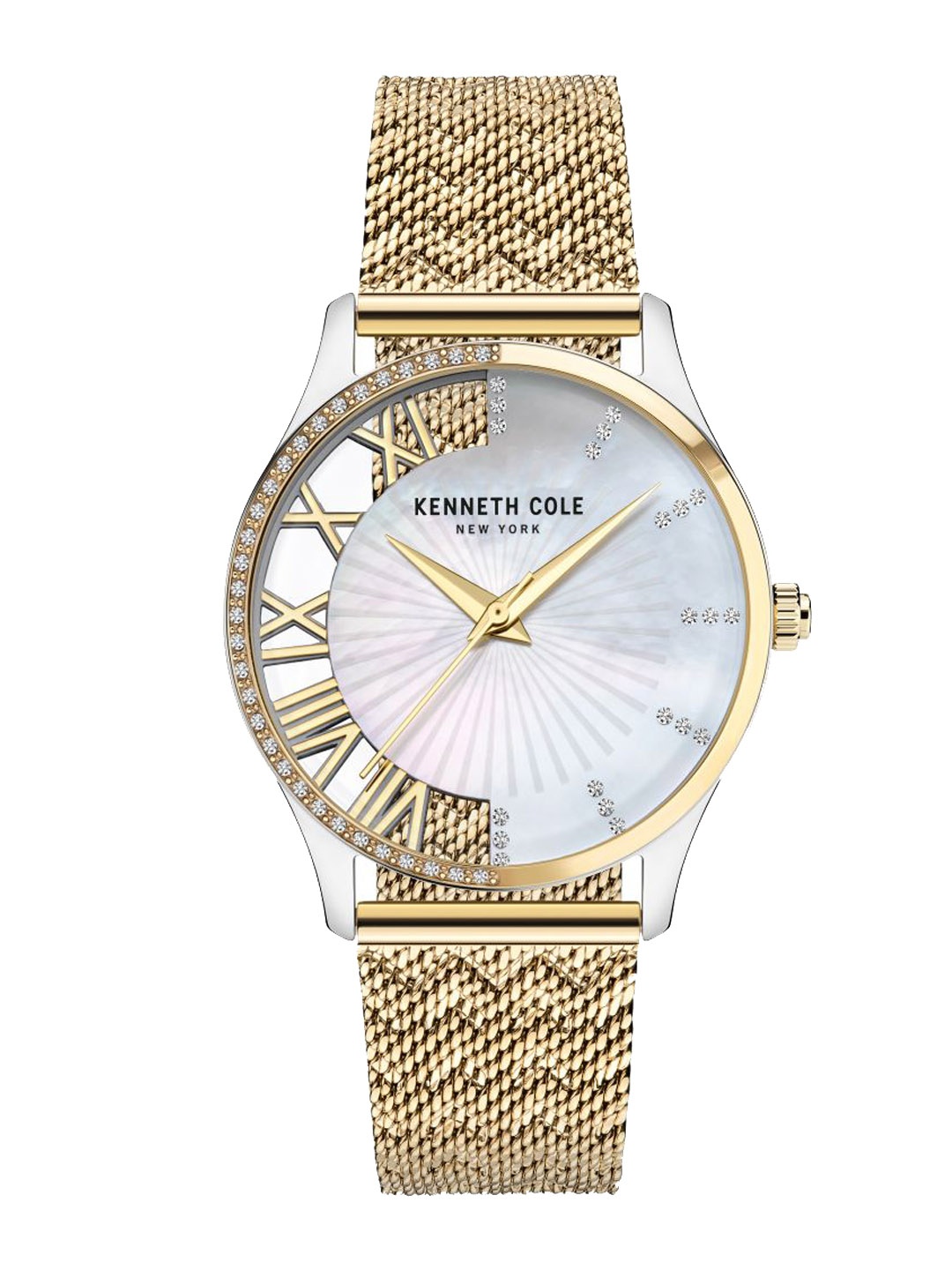 

Kenneth Cole Women Cream-Coloured Dial & Gold Toned Stainless Steel Wrap Around Straps Analogue Watch, White