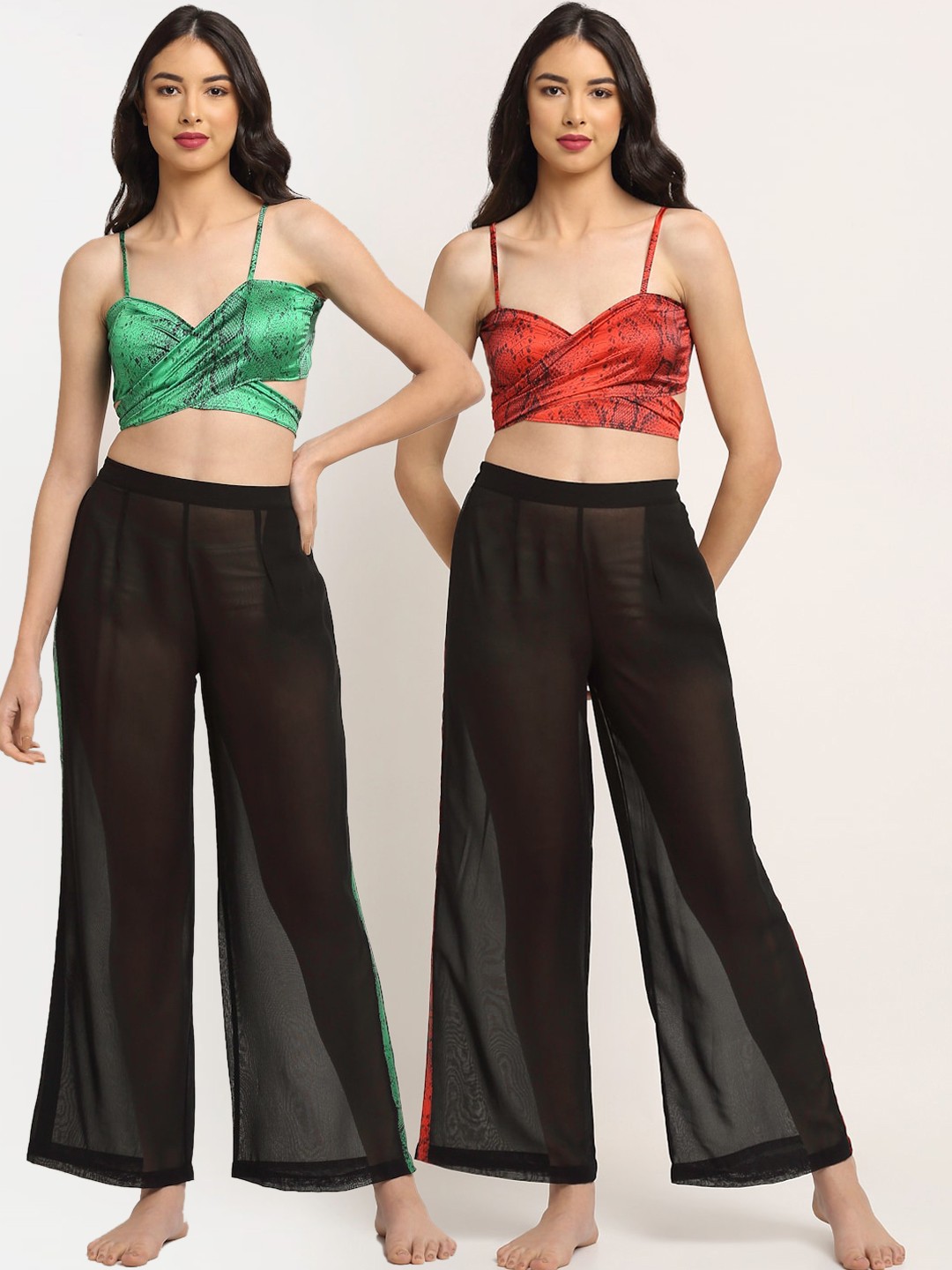 

EROTISSCH Pack Of 2 Printed Swimwear Cover Up Set, Red