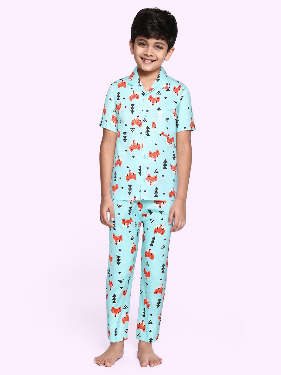 

NAUTI KIDZ Boys Blue & Red Pure Cotton Conversational Print Pyjama Set