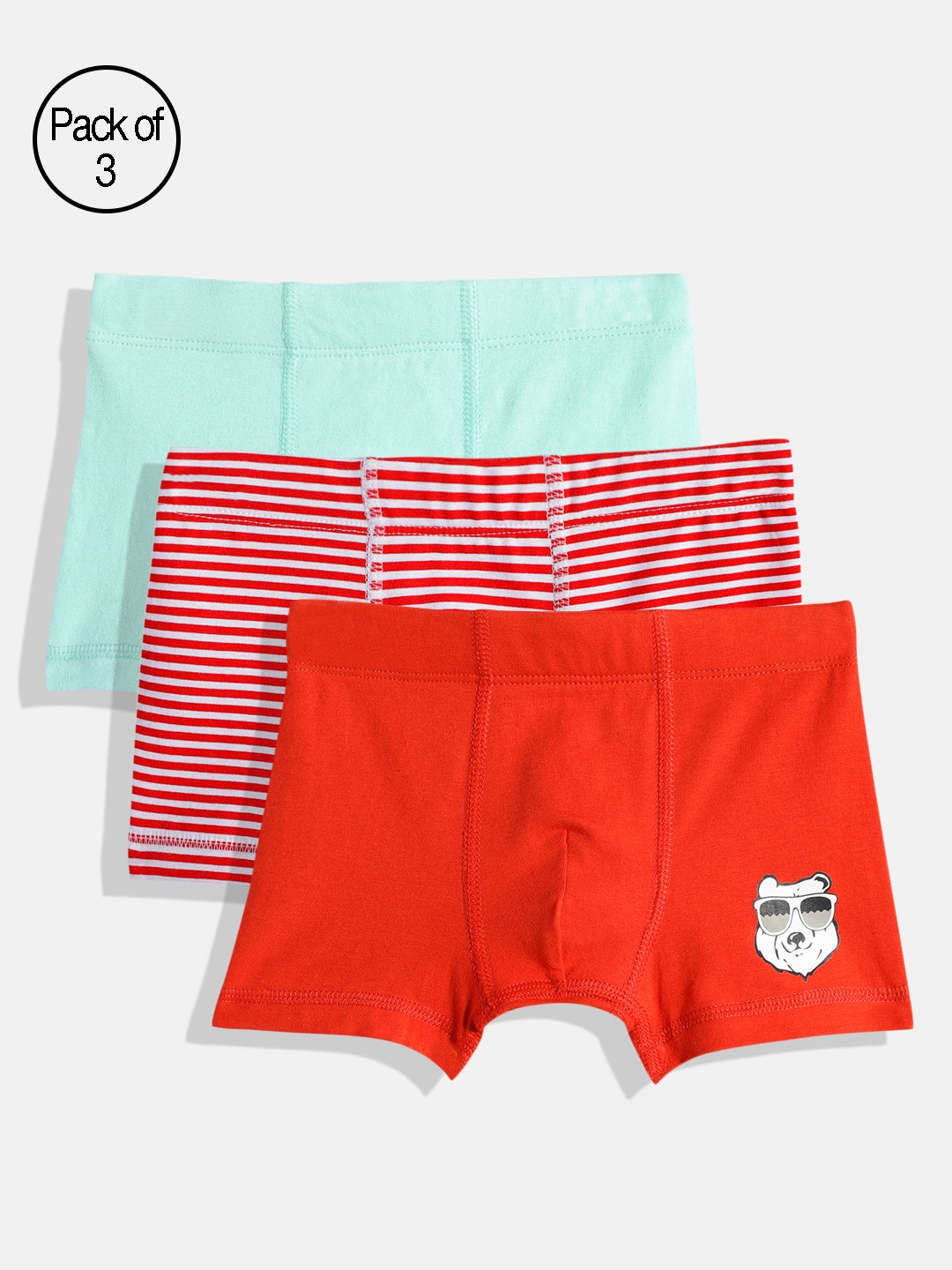 

mackly Boys Pack of 3 Pure Cotton Boxer Briefs MB-60-2-4 YRS, Red